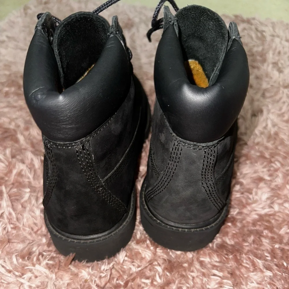 Timberland black little boys lace up boots 3 outdoor winter fall leather